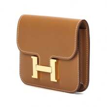 Hermès HERMES Constance Slim cartera de piel de becerro Evercolor con cierre dorado, monedero, riñonera, para mujer, 37 Gold color oro marrón - Marrón - Ver 1
