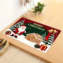 Christmas New Best Seller - Daily Decoration - Holiday Decoration - Christmas - Santa Claus Gingerbread House Doormat - Small Rug - Soft Flannel 900g/M², Machine Washable, Durable, Stain-Resistant, Quick-Drying, Suitable For Indoor Doormat, Outdoor Doormat, Home Decor, Room Decor, Bedroom Rug, Living Room Rug, Kitchen Rug, Holiday Atmosphere Setup, Area Rug, All Season Use - Multicolor - View 3