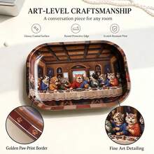 Cabin puff 1pc The Last Supper Cat Version Oil Painting Pattern Rolling Tray, Excellent Rolling Tool, Ideal Holiday Gift - Print - View 4
