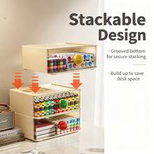 Lifevilion Stackable Desktop Drawer Organizer, Clear Plastic Storage Bins With Top Shelf For Office & Cosmetics - View 4