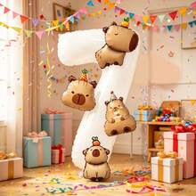 Capybara Balloon Set, Includes Number Foil Balloons, Capybara Foil Balloons, Suitable As Surprise Gift For Kids, For Decorating Healing Style Birthday Party And Other Occasions - View 12