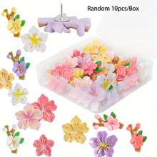 1 Box 10pcs/20pcs/30pcs Pink Flower Decorative Push Pins - Cartoon Flower Pattern For Cork Board, Photos, Wall Map And School Supplies Decoration - Multicolor B - View 10