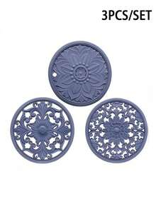 3pcs Silicone Heat Resistant Mats, Multi-Functional Patterned Heat-Proof Pads For Countertop, Suitable For Hot Pots And Hot Plates, Kitchen Supplies - View 10