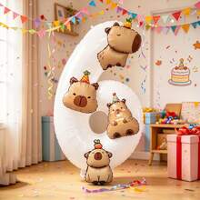 Capybara Balloon Set, Includes Number Foil Balloons, Capybara Foil Balloons, Suitable As Surprise Gift For Kids, For Decorating Healing Style Birthday Party And Other Occasions - View 9