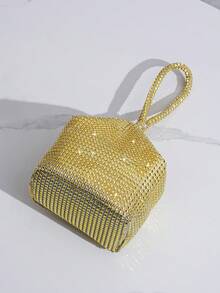 Gold Mini Mine-Shaped Evening Bag, Asymmetrical Clutch, Accessory For Party, Wedding, Gala, Evening Dress, Elegant Small Handbag - Gold - View 7