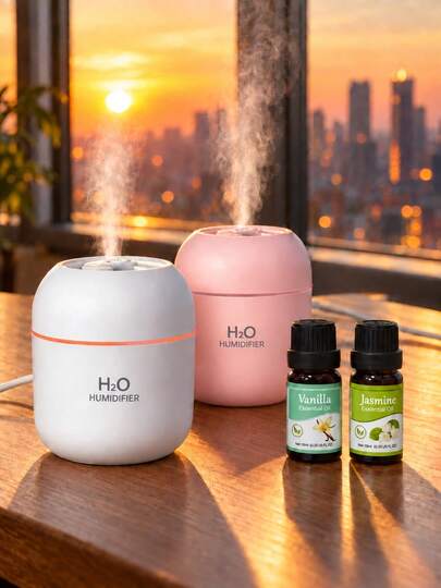 Silent Aromatherapy Diffuser + 10ml Essential Oil, USB Powered Humidifier With LED Mood Light, Long-Lasting Operation - Suitable For Living Room, Bedroom, Office - Perfect Birthday/Graduation/Valentine's Day, New Year Or Christmas Gift