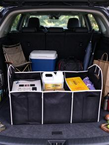10/1Pc Foldable Car Trunk Organizer, Black Non-Woven Multi-Grid Storage Container, Keep Car Cargo Tidy, For Auto Rear Trunk, Travel Car Storage Supplies Car Trunk Storage Box, Car Storage Box, Multi-Functional Folding Storage Box Christmas Gifts - Multiple Styles - View 4
