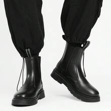 XSPV Men's British Style Chelsea Boots, Thick Sole Anti-Slip Training Shoes, Versatile Casual Short Boots, Outdoor Sports Shoes - Black - View 5