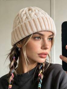 Unisex Solid Color Street Style Distressed Knit Beanie Hat, Warm Outdoor Fashion Couple/Student Knitted Cap, Suitable For Daily Wear, Autumn/Winter - Multicolor - View 4