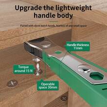 1/4" Ratchet Wrench With Bidirectional Forward/Reverse Screwdriver, Right Angle Bendable Handle, And Flat Head Bit Set, Home Use - Conventional - View 7