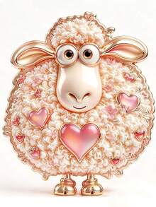 2D Flat Valentine's Day Cute Lamb Heart Decorative Brooch, Gentle Animal-Shaped Pin, Versatile Accessory For Clothing And Bags, Gift - A - View 9
