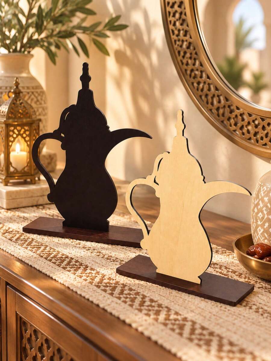 1pc Desktop Decoration Bohemian Style Retro Pot Shaped Contour Decoration Rice Tone Hollow Dining Table Center Decoration, Suitable For Fireplace Rack Home, Holiday Party Desktop Decoration Gifts