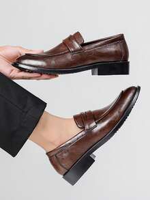 2026 Spring New Men's Business Casual Shoes, Invisible Height Increasing Dress Shoes, Comfortable Breathable Soft Versatile Loafers For Men - Brown - View 6