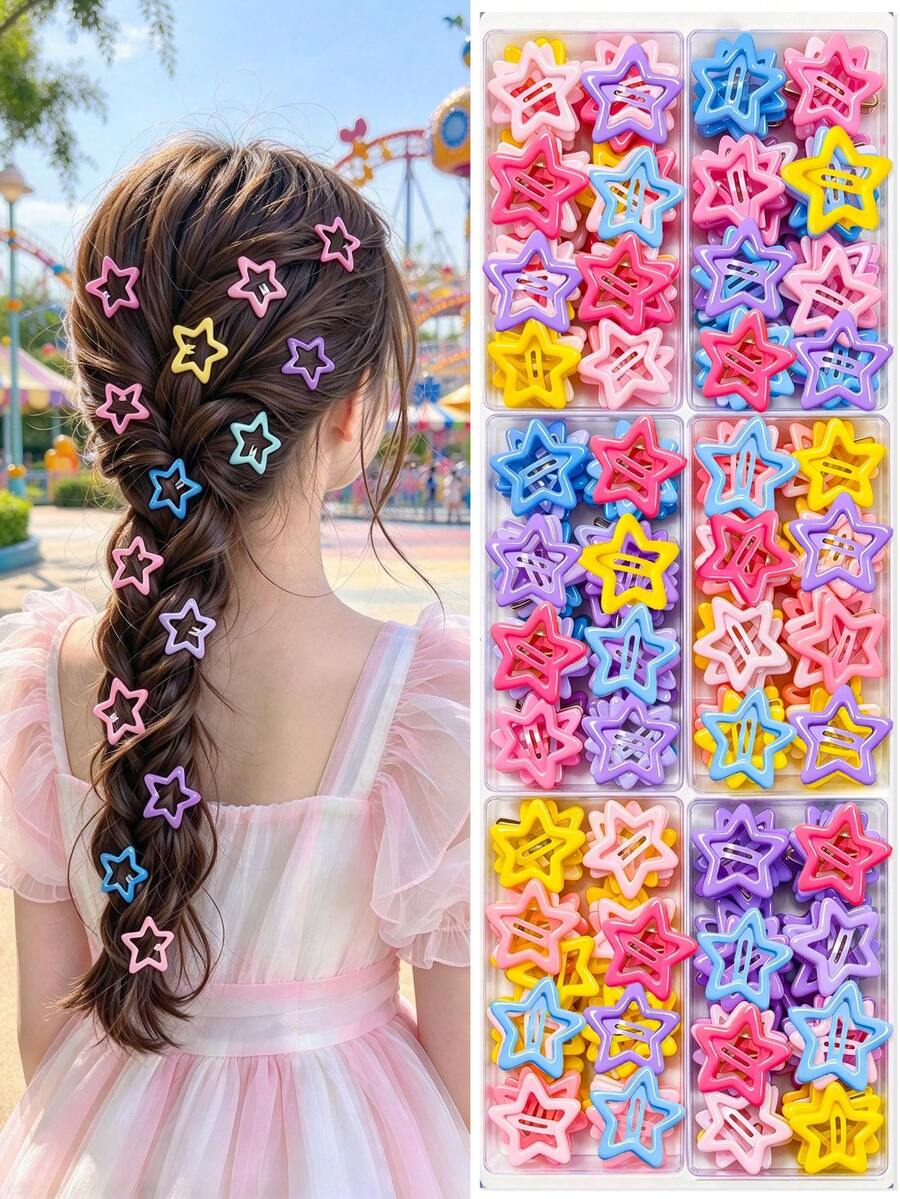 120/80/40/24/12pcs Y2K Dopamine Color Star BB Hair Clips, Durable & Non ...