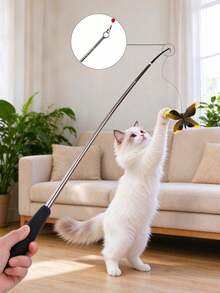 3/5PCSRetractable Cat Teaser Wand, Multicolor Butterfly & Dragonfly Replacement Refills, Interactive Cat Toy For Indoor Kittens And Adult Cats, Relieve Boredom, Ideal Pet Gift For Birthday, Holiday - A - View 1