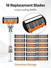 Men's Razor Set,1 Razor Handles & 12 Replacement Razor Blades, Portable Shaving Kit, Men's Shaper, Men's Shaving Machine - Multi-color - View 6