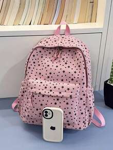This Stylish Retro Star-Patterned Backpack Is Perfect For Outdoor Activities, Play, Commuting, And Is The Perfect Gift For Teenagers. - Multicolor - View 8