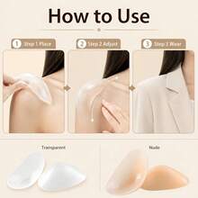 2pcs Invisible Silicone Shoulder Pads, Self-Adhesive Anti-Slip Shoulder Pads, Improve Sloping Shoulders And Drooping Shoulders, Versatile Bra Shoulder Pads For Women's Clothing, Seamless And Lightweight - Multicolor - View 7