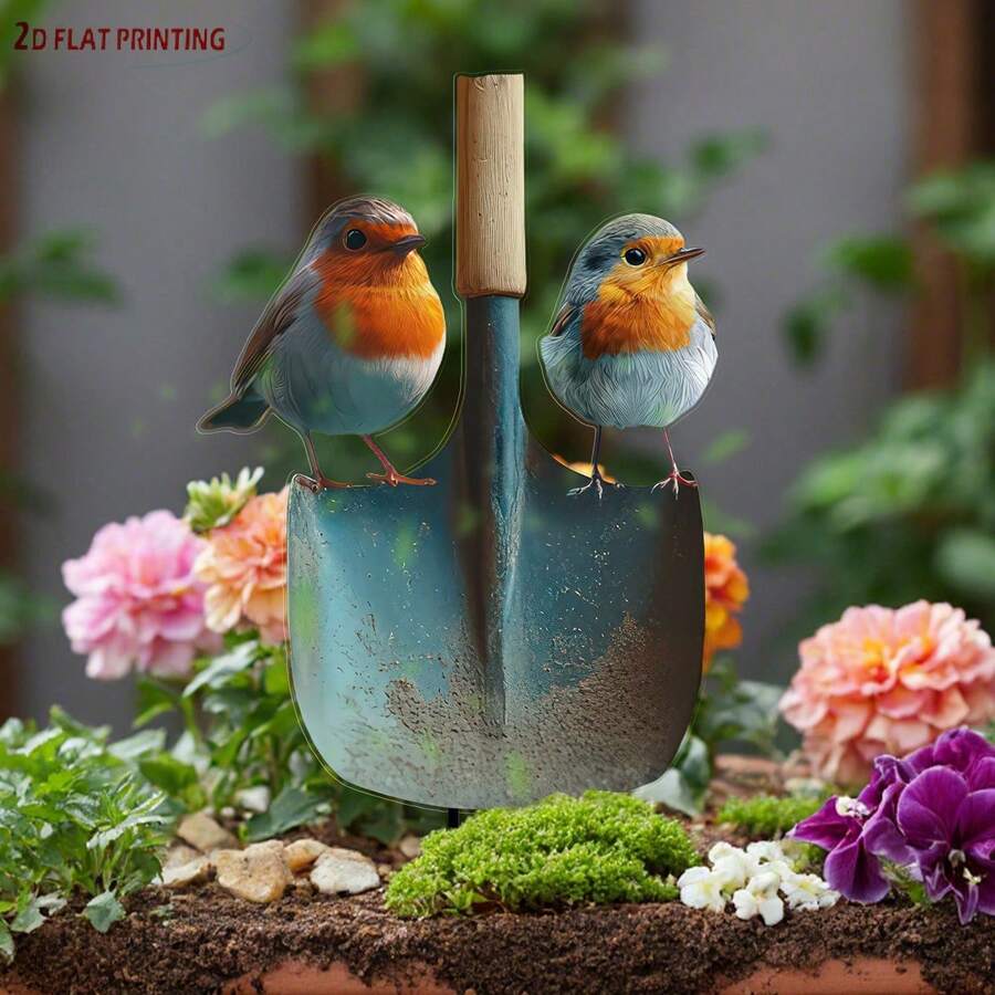 [HOT ]Acrylic Bird Garden Stake 2D Visual Effect Waterproof Yard Decor Colorful Outdoor Lawn Art Home Garden Gift - A - View 1