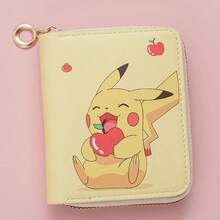 Zipper Wallet, Soft PU Leather Material, Cute Anime Cartoon Style, Multiple Character Print, Yellow Square Shape - Multicolor - View 6