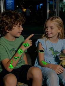 STARTTOOS 10PCS Set Kids Cartoon Glow-In-The-Dark Temporary Tattoo Stickers, 65 Dinosaur Designs, Holiday Gift Party Favor, Waterproof Arm Leg Body Tattoo Stickers - Multicolor - View 6