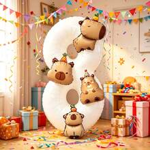 Capybara Balloon Set, Includes Number Foil Balloons, Capybara Foil Balloons, Suitable As Surprise Gift For Kids, For Decorating Healing Style Birthday Party And Other Occasions - View 11