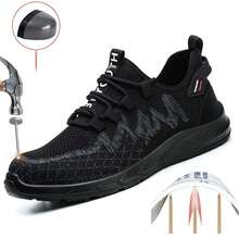 Men & Women Black High‑Top Work Boots, Lightweight Soft Durable Indestructible, Puncture‑Resistant For Daily Outdoor Work - Black - View 2