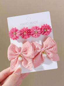 12pcs/Set Baby Girl Multi-Color Rhinestone Pearl Pendant Swallowtail Bow Hair Clips Alligator Hair Clips With Rhinestone Daisy Flower Hair Accessories Side Clips For Daily Use - Multicolor - View 4