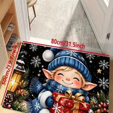 1pc New Christmas Best Seller - Daily Decoration - Holiday Decoration - Christmas - Cute Elf And Christmas Gift Floor Mat, Suitable For Living Room, Bedroom, Indoor - Machine Washable - Flannel Material, Delicate Texture, Comfortable To Skin, No Pilling, Easy Care, Odorless - Perfect For Home Decor, Room Decor, Living Room Rug, Bedroom Rug, Bathroom Rug, Kitchen Rug, Area Rug, Hotel Decor - Area Rug, All Season - Multicolor - View 4