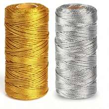 1.5mm 100m Gold & Silver Braided Rope, Suitable For Gift Wrapping, Hanging Decorations, Party Supplies, Sewing DIY Rope Craft, Hemp Rope, Twisted Rope, Home Decor, Valentine's Day - Multicolor - View 10