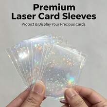 50pcs Holographic Card Sleeves, Suitable For K-Pop Photos, Starry Sky Laser Glitter Holographic Film Protective Covers, Includes Three Hardness Plastic Liners, Applicable For Mini Photo Album Boxes, Trading Cards And Game Cards, Designed Specifically For K-Pop Merchandise Collectors - Multicolor - View 6