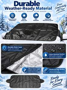YAIUZGOO Universal Car Windshield Cover For Snow & Frost Protection, Foldable Front Window Snow Cover With Side Flaps, Dual Layer Sun Shade, Weather Resistant Auto Windshield Protector For Winter Ice Rain Dust Blocking, All Season Car Accessories - 200*70CM - View 8