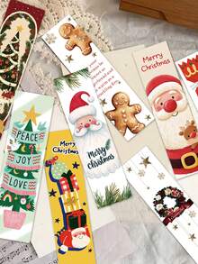 30pcs Christmas Greeting Bookmarks Decorative Small Cards Books Decorative Cards Reading Labeling Cards - A - View 5