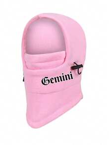 1pc Winter Warm Fleece Face Mask,Windproof Ear Protection&Elastic Drawstring Design&Printing Balaclava,For Cycling,Skiing,Outdoor Sports,Gift - Pink - View 10