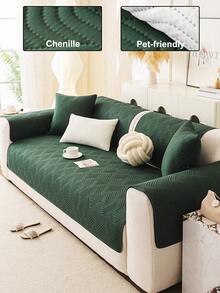 1pc All-Season Sofa Cover, Soft Skin-Friendly Machine Washable, Pet-Friendly Durable, Sofa Refurbishment, Holiday Decor Furniture Protection, Suitable For 1/2/3/4 Seat Sofa Armrest Backrest Sofa Cover - Green - View 1