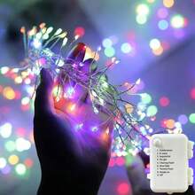 Battery Powered LED Fireworks String Lights, 8 Flashing Modes, Perfect For Christmas Tree, Wedding, Valentine's Day Decoration, Optional 50/100/200/300 LED, Light Strip, Batteries Not Included - 8-function Battery-powered Firecracker Lights - View 4