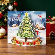 1pc Creative 3D Pop-Up Christmas Greeting Card Holiday Blessing Thank You Card - Multicolor - View 3