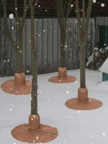 5pcs/Set Garden Tree Root Anti-Freeze Insulation Cover, Thickened Detachable Tree Trunk Anti-Cold Wrap, With Ground Pegs And Round Base, Featuring Tightening Drawstring Design, Firmly Fitting Tree Trunk And Ground; Durable Windproof And Waterproof Material, Easy Installation, Suitable For Garden Trees, Outdoor Plants Root Anti-Cold Insulation, Effectively Resisting Frost And Low Temperatures, Helping Trees Safely Overwinter, Essential Plant Overwintering Protection For Garden, Balcony, Outdoor Gardening - A - View 5