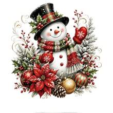 1/2/3pcs Christmas Snowman Hat Heat Transfer Vinyl Iron-On Sticker, Durable Washable Iron-On Patch DIY Sticker For T-Shirts, Canvas Bags, Pillows, Jeans, Hoodies - Multicolor - View 1