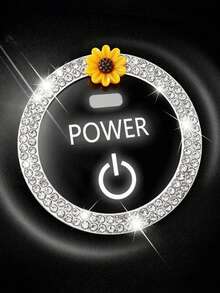 1pc Car One-Touch Start Decorative Ring, Double Row Daisy Ignition Ring, Car Ignition Switch Button Decor - A - View 8