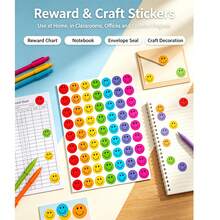 630pcs/10 Sheets Happy Smiling Face Self-Adhesive Stickers Teacher Reward Stickers Colorful Mini Motivational Stickers - Happy Times - View 7