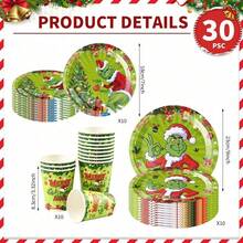 The Grinch Officially Licensed The Cartoon Theme Party Tableware Set, Decoration Set, Newborn Party Birthday Party, Photography Studio Decor Props, Halloween Tableware, Christmas Tableware, New Year Tableware, Holiday Tableware, Disposable Tableware - View 7
