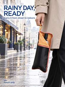 1pc Umbrella Storage Bag, Waterproof Folding Umbrella Pouch With Absorbent Lining, Zipper Closure And Hanging Loop, Reusable Wet Umbrella Cover For Travel, Car And Daily Commute, Umbrella Not Included - A - View 3