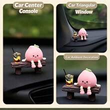 "It's Great To Have You" Cute Peach Car Dashboard Healing Emotional Ornament Creative Mini Fruit Center Console Decor - A - View 3