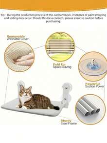 1pc Cat Hammock, Pet Hammock, Window Home Bed, Suction Cup Foldable Balcony Bed, Glass Hanging Basket, Suitable For Small And Medium Cats, Pet Supplies - S(30*45cm) - View 4