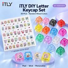 Transparent Keycap 30Pcs XDA Profile 1U Shine Through Mixed Color Cross Stem With Free Sticker For Mechanical Keyboard DIY Build RGB Backlight And Gift - View 13