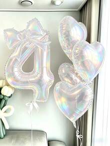 Juego de 6 globos transparentes de colores con números y corazones, incluye globos de números 0-9 de 24 pulgadas decorados con lazos de colores y globos de corazones a juego - Colorido y transparente - Ver 6