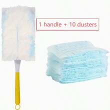 20/10pcs Static Dusting Brush Head Refill Set With Handle, Household Dusting Brush Head Replacement, Feather And Microfiber Duster Disposable Refill, Suitable For Cleaning Clothes, Furniture, Car - Multi-color - View 10