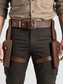 1 PC Adjustable PU Leather Double Thigh Pouch Belt Hoster, Medieval Costume Accessory For Cosplay, LARP And Festivals Halloween - ZSJ - View 2