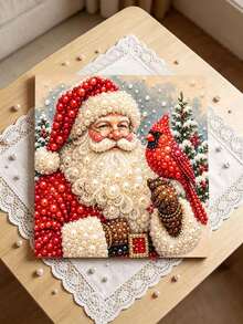 Handmade Pearl Painting Set With Frame, Christmas Penguin Pattern Design, Full Set Of Hand Tools, Wall Decoration, Christmas Gifts. - A - View 2